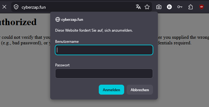 Cyberzap Login Prompt